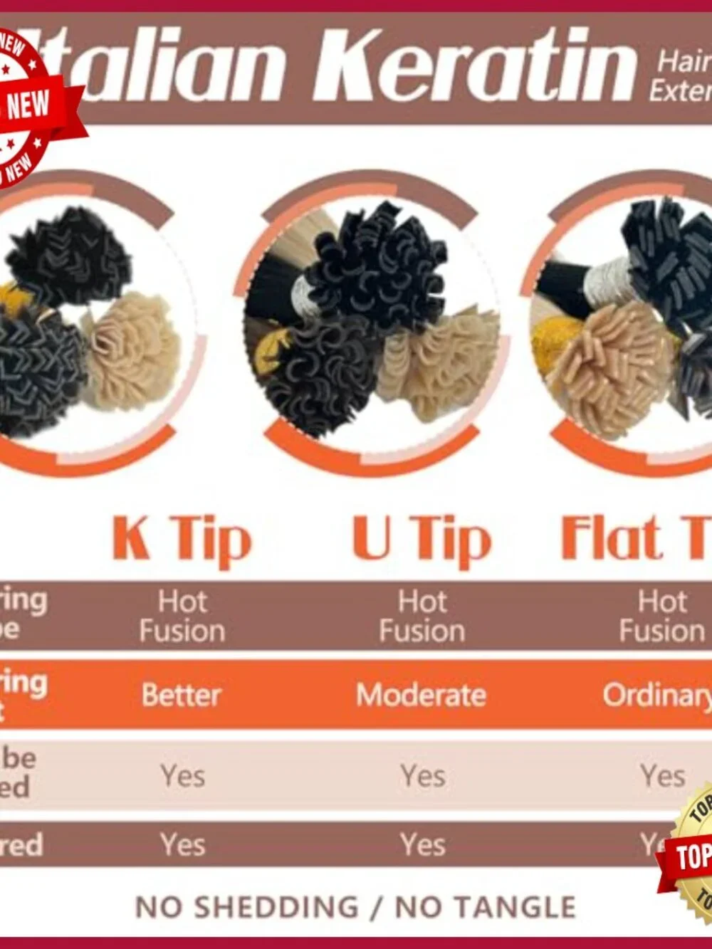 18 Inch Human Hair Extensions Keratin K-Tip Bonds 50g Easy Install